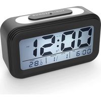 MINKUROW LED-Digitalanzeige-Wecker mit Nachtlicht Snooze Batteriebetriebener Nachttischwecker für Reisen im Büro zu Hause (Farbe : Schwarz)