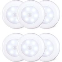 Confezione da 6 luci LED con sensore di movimento da 8 cm per interni, alimentate a batteria AAA, adesive per scale, sottopensili, armadi, bianco freddo