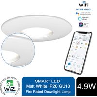 4lite WiZ Connected GU10 Smart LED Bulb with Matt White FireRated Downlight IP20