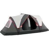 Kampeertent, 2 kamers, tussenschot, voor 6-8 personen, regenhoes, grijs