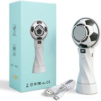 Mini Ventilateur Portable Rechargeable 3000mAh - 5 Vitesses avec Écran Numérique LED, Design Trophée de Football Or, Ventilateur à Main USB (Camping, Sport, Cadeau),blanc