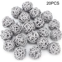 Jeffergarden 20pcs boules de rotin pour la décoration de Nol de fête de mariage de jardin (argent)