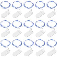 15 Pack Blue LED String Lights, 2M 20 LED Battery Operated Copper Wire Fairy Lights for Christmas Birthday, Wedding, Halloween