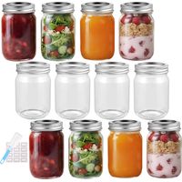 350ml/12oz 12 Pack Glass Mason Jars with Airtight Lids, Round Mouth Canning Jars, Clear Glass Jam Jars for Overnight Oats, Pickling, Food Storage, DIY Projects
