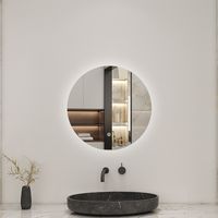 AICA Bathroom Round 500MM LED Mirror with Dimmable LED Illuminated, Memory function and Touch control Wall Mounted Vanity Mirror
