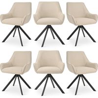 360° swivel armchairs with curved backrests and soft cushions, perfect combination of style and comfort - Set of 6 - Beige