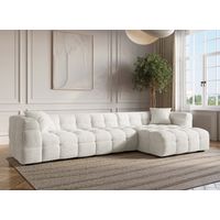 Deco In Paris – Canapé d'angle droit 3 places effet peau de mouton blanc écru – Largeur 320 cm – Longueur 170 cm – Confort optimal avec coussins moelleux