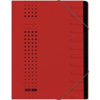 Ordnungsmappe chic DIN A4 320g/m² Intensivkarton recycelt Farbe: rot 12 Fächer