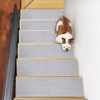 Marchettes d'Escalier, 20cm76cm 7PCS, Anti Derapant Tapis, Moquette Escalier, Moquette Autocollante, Tapis d'Intérieur Antidérapant, avec Adhésif Réutilisable, Gris
