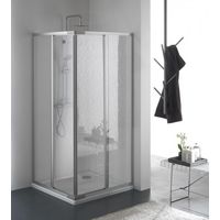 Box doccia due lati scorrevole in pvc e alluminio h185cm Merbo Ribro Argento satinato,62/72x80/90 cm