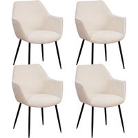 Ensemble de 4 Chaises de Salle à Manger Sev Crème Chenille Tissu