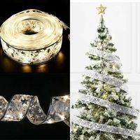 Guirlande lumineuse de ruban de Noël, 16,5 pieds 50 LED Guirlande lumineuse de ruban de sapin de Noël, lumières de sapin de Noël pour la décoration d'arbre de Noël d'intérieur ou d'extérieur à suspend