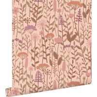 papier peint fleurs des champs vieux rose - ESTAhome