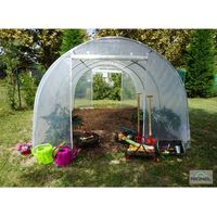 Serre de jardin pied droit 3x4m50 2 portes zippees (13,50m2) FABRICATION FRANCAISE