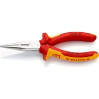 KNIPEX 25 06 160 SB Flachrundzange mit Schneide (Radiozange) isoliert mit Mehrkomponenten-Hüllen, VDE-geprüft verchromt 160 mm