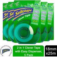 Sellotape Invisible Matt Tape & Clever Tape Dispenser 18mmx25m, 5pk