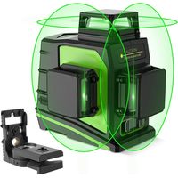Huepar – Niveau laser vert 3x360° avec 12 lignes laser 3D – Auto-nivellement – Portée 60m – Batterie Li-ion 5200mAh – Support magnétique – GF360G