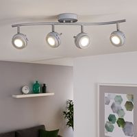 LED Deckenleuchte 4 flammig Wohnzimmerleuchte Deckenlampe Spotleiste, Strahler verstellbar, Metall grau antik, 4x5W 4x 345lm warmweiß, LxH 68 x 16 cm