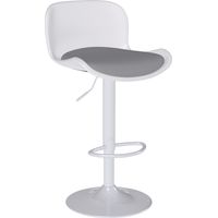 ralex-chair Tabouret de Bar, Tabouret pivotante à 360° réglable en Hauteur, Chaise de Bar avec Dossier et Repose-Pieds, Similicuir Chargeable 120kg Tabouret de Cuisine (lot de 1,Blanc/Gris)