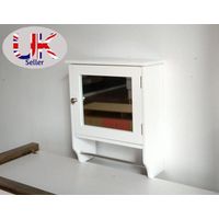 Wooden Wall Mirror Single Door Shelf With Towel Holder Bathroom Storage Unit
