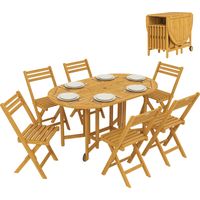 Set Pranzo 7 Pezzi, Tavolo Estensibile e 6 Sedie Pieghevoli per Giardino