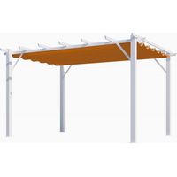 Pergola foresta gazebo in alluminio colore bianco con telo retrattile ruggine 140g/mq, dimensioni 400x300x230h - Foresta