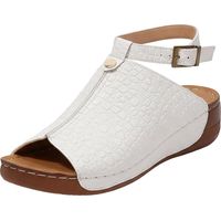 Sandales d'été à bout ouvert pour femme - Sandales plates décontractées et confortables à talon incliné - Sandales plates pour femme
