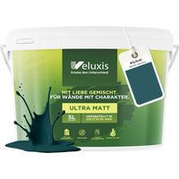 Peinture murale vert bleu pétrole mate pour intérieur – pouvoir couvrant classe 1, sans COV, sans apprêt, application au pinceau – salon et chambre – 5 L – Veluxis (Specific Spirulina)