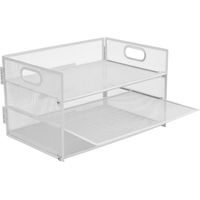 Relaxdays document holder, metal, 3 tiers, office, home office, HxWxD: 20.5x32.5x23.5 cm, desk organiser, white