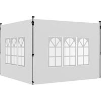 Parois latérales pour tente 3 x 3 / 3 x 4 m, 2 panneaux en tissu Oxford 295 x 195 cm avec fenêtre pour réceptions, blanc
