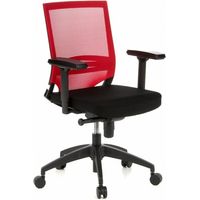 HJH Office 657233 Sedia da ufficio/Sedia girevole PORTO BASE tessuto rosso, sedia di alta qualit, con braccioli regolabili, schienale in tessuto traspirante in rete, supporto lombare regolabile,