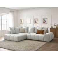 BOBOCHIC - Canapé d'angle L convertible coffre EVEREST tissu texturé Angle gauche Gris clair