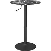 Bartisch für 2 Personen, höhenverstellbar, Marmoroptik, 60 x 60 x 68-93,5 cm, Schwarz