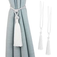 Curtain Tiebacks - Polyester - 60 cm - For Thick or Sheer Curtains - White Black Grey Beige Golden Black Gray - 2 Pieces