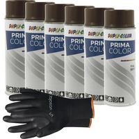 vasalat Dupli-Color Lackspray nussbraun glänzend RAL 8011 - Sprühlack für Metall, Kunststoff und Holz - wetterfeste Sprühfarbe für den Innen- und Außenbereich UV -beständig, 6 Stück