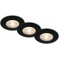 Set de 3 lampes encastrées plafond LED, lampes encastrées ultraplates, spots encastrés salle de bain, spots encastrés salle de bain IP65, noir mat, 90x25 mm (DxH)