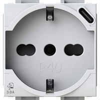 4BOX P40 Prise Schuko USB 3.0 avec USB-C Compatible avec Bticino LivingLight Blanc