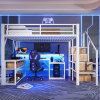 letto matrimoniale 140x200 con scrivania LED USB OKMYHOME