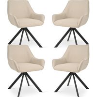360° swivel armchairs with curved backrests and soft cushions, perfect combination of style and comfort - Set of 4 - Beige