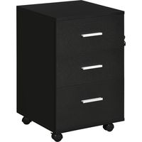 Cajonera 3 cajones con ruedas y cerradura archivador móvil para estudio salón 40x40x61.5 cm Noir