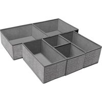 Organisateur de tiroir à sous-vêtements pliable, séparateur de garde-robe, boîte de rangement pour vêtements et chaussettes (6 compartiments, gris)