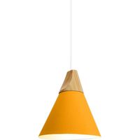 Modern Pendant Light Wood Metal Hanging Lamp Fixture Adjustable Ceiling Light Yellow Ø22cm