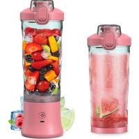 Mélangeur portable 600 ml, tasse de presse-agrumes de taille personnelle pour smoothies et smoothies avec 6 lames, tasse de mélangeur à main rechargeable étanche 150 W pour les voyages, le sport, la m