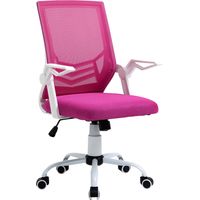 Sedia da Ufficio Ergonomica con Supporto Lombare, Braccioli Pieghevoli, Sedia da Scrivania Girevole in Rete Traspirante con Schienale Reclinabile e Altezza Regolabile, CapacitĂ 120kg, Rosa