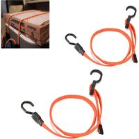 Lntyq Pack de 2 Cordes élastiques Tendeur Robuste, Tendeur Plat avec Crochet, Bungee Cords avec Crochets pour la Protection des Meubles, des Chariots, des tentes de Camping, des Moto(100cm,Orange)