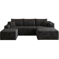Canapé nuage 241 cm, canapé minimaliste moderne habillé, confortable canapé en L pour le salon, assise profonde avec angle, sans montage requis, noir