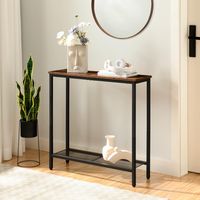 Console Table, Narrow Console Table for Hallway, Entryway Table with 2 Shelves, Industrial Display Table, Slim Side Table for Living Room, Bedroom, HOOBRO EBF74XG01