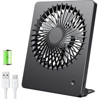 TriPole Tischventilator Leise, 2000mAh Ladefähige USB Ventilatoren Ausführen Bis zu 4-16 Std, 3 Geschwindigkeiten Tragbarer Akkulüfter-30dB, 180°Einstellbar, für Büro, Bibliothek, Reise-Schwarz