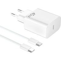 Chargeur USB C Rapide GaN 45W - Secteur Prise USB C Chargeur Rapide pour Smartphone 17/16/15 Pro MAX/S25/S24/S23 Comprimés Embout Adaptateur Type C Mural Fast Charger, 60W 1M Cable Type C