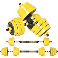 25 kg Hantel & Langhantel,Einstellbare ergonomische 3-in-1 Hantelset,12 × Platten,2 × Kurze Stöcke,1 × Langer Stock,Gelb+Schwarz